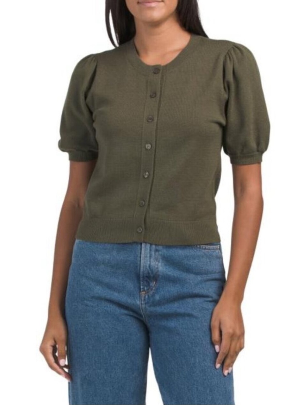 FRENCH CONNECTION Cosy Short Puff Sleeve Button Cardigan
